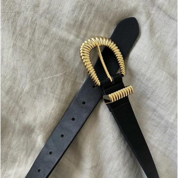 Express Black Vegan Leather Belt - Picture 2 of 4